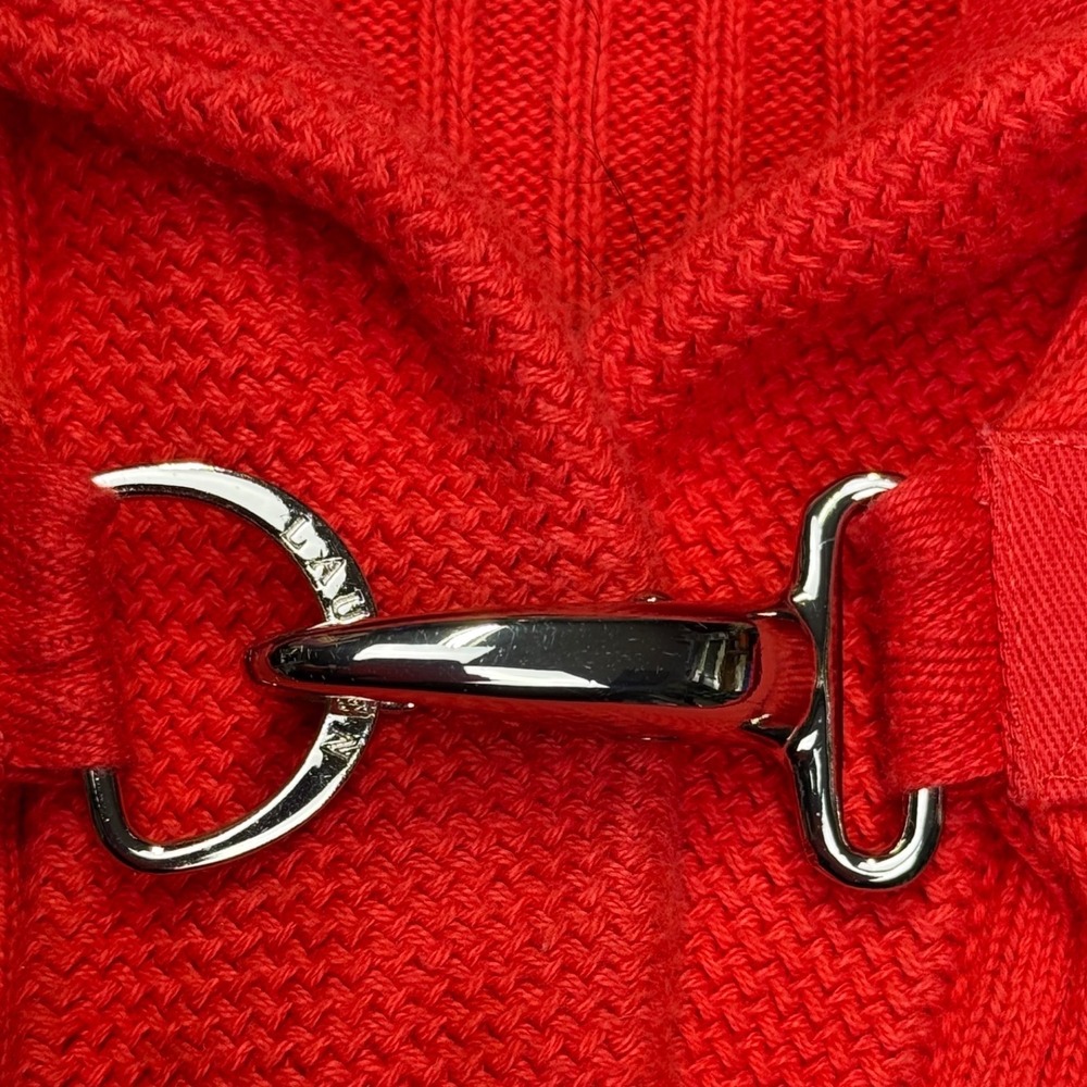 Lauren Ralph Lauren Women's Red Cotton Ribbed Pullover Sweater XL Toggle Closure - Picture 5 of 8